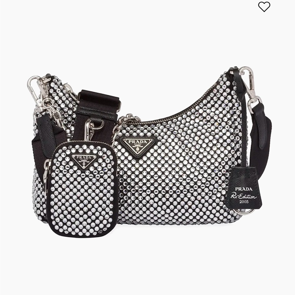 Authentic Prada Re-Edition 2005 Satin Bag With Crystals